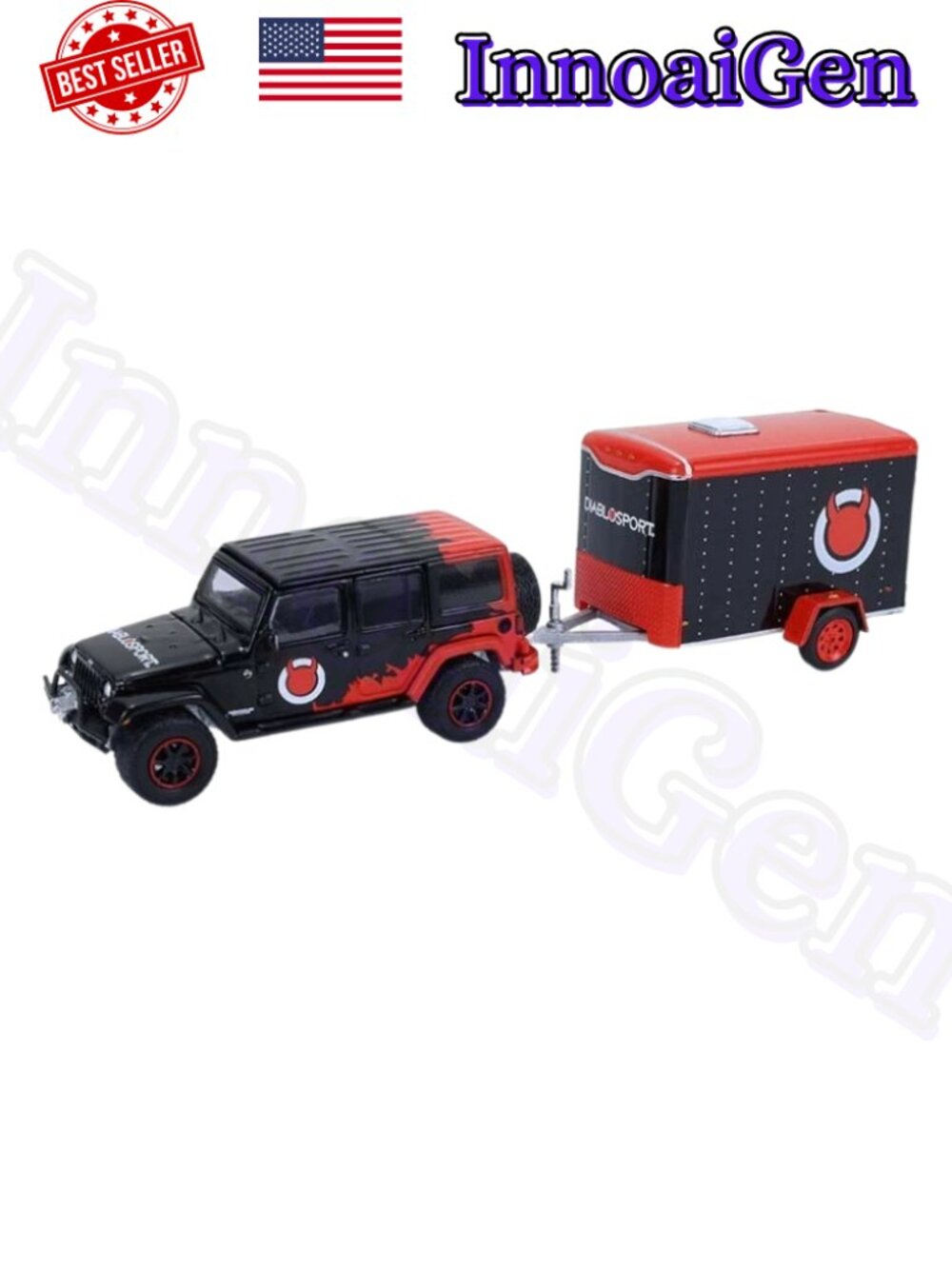 GreenLight Hitch & Tow Series 33 2012 Jeep Wrangler & Cargo Trailer Die-Cast NWT